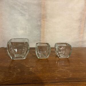 Set of Three Clear Glass Vases